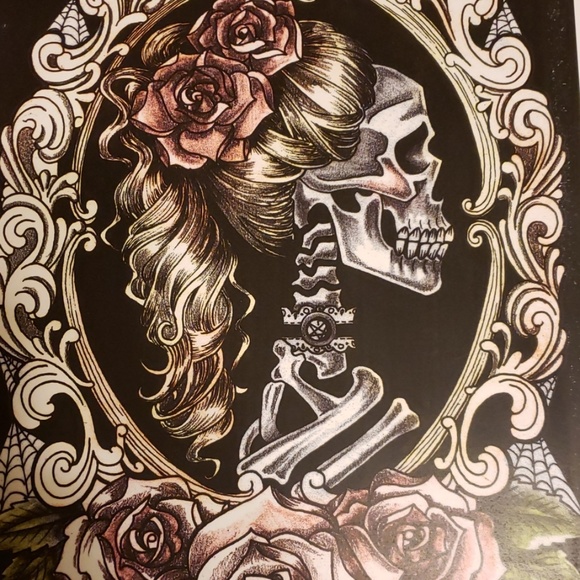 Too Fast Skeleton Pinup Cameo Pink Roses 11"x17" Tattoo Lithograph Art Print - Picture 4 of 5